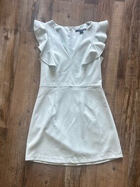 French Connection Pale Blue V-Neck Ruffle Sleeve Mini Dress
